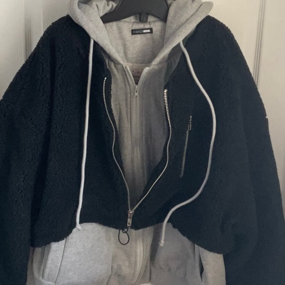 Fashion Nova oversized Sherpa double winter hoodie zip up sz M - Picture 6 of 11